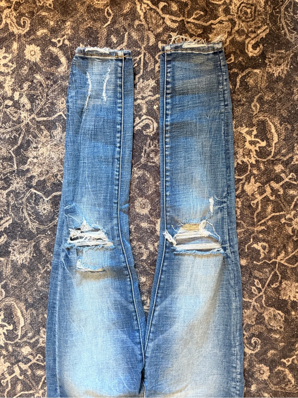 Women’s  Distressed Blue Denim Jeans - Classic Slim Fit